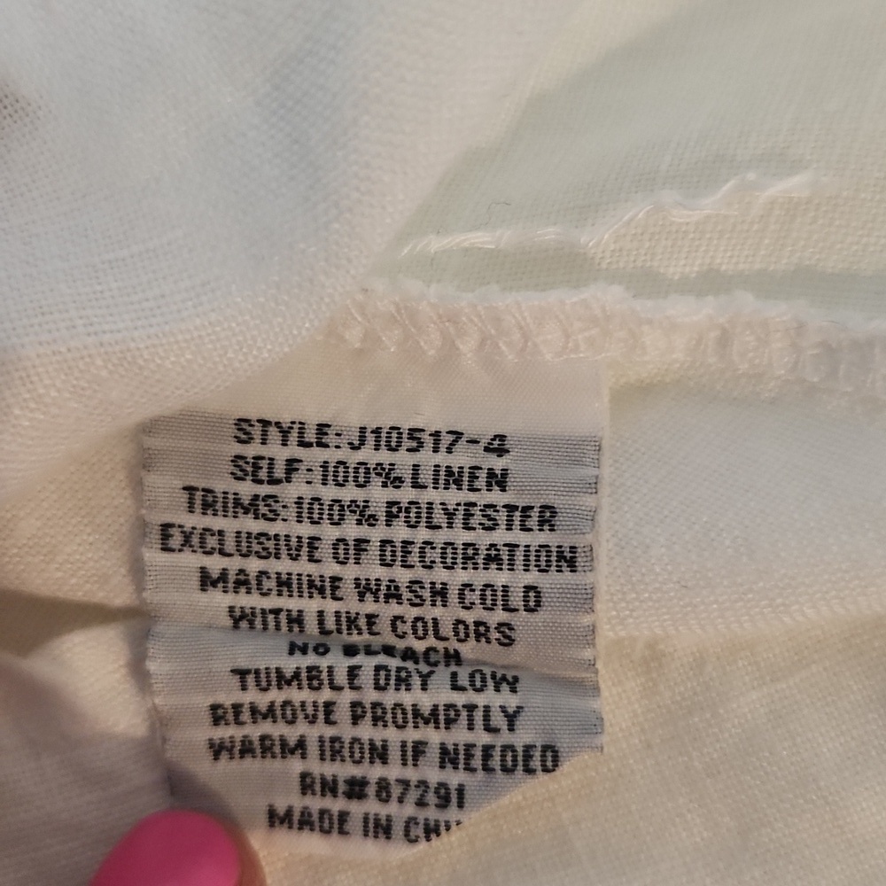 Johnny Was linen white yellow floral embroidered lace front top small - Picture 7 of 9